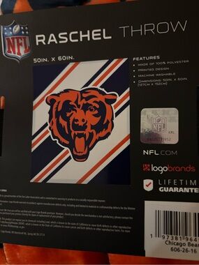 NFL Chicago Bears Raschel Throw in Navy, Orange, White